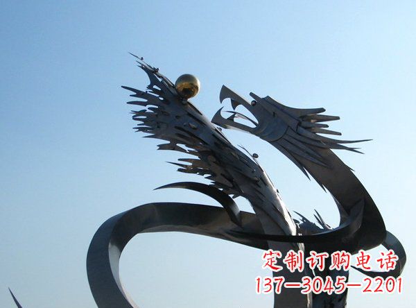 南阳不锈钢抽象龙动物雕塑 (2)