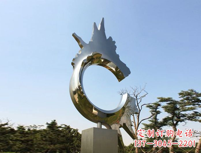 南阳不锈钢抽象龙头雕塑