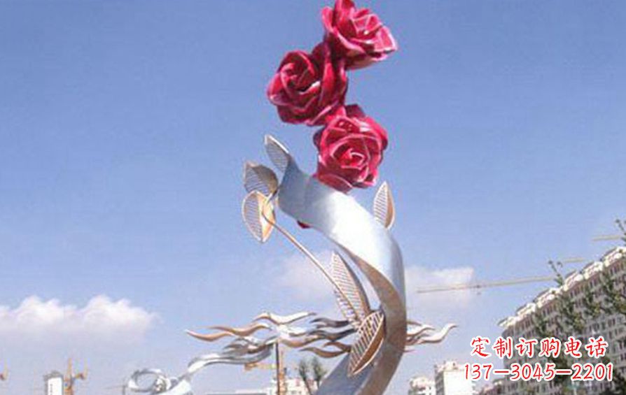 南阳精美不锈钢玫瑰雕塑