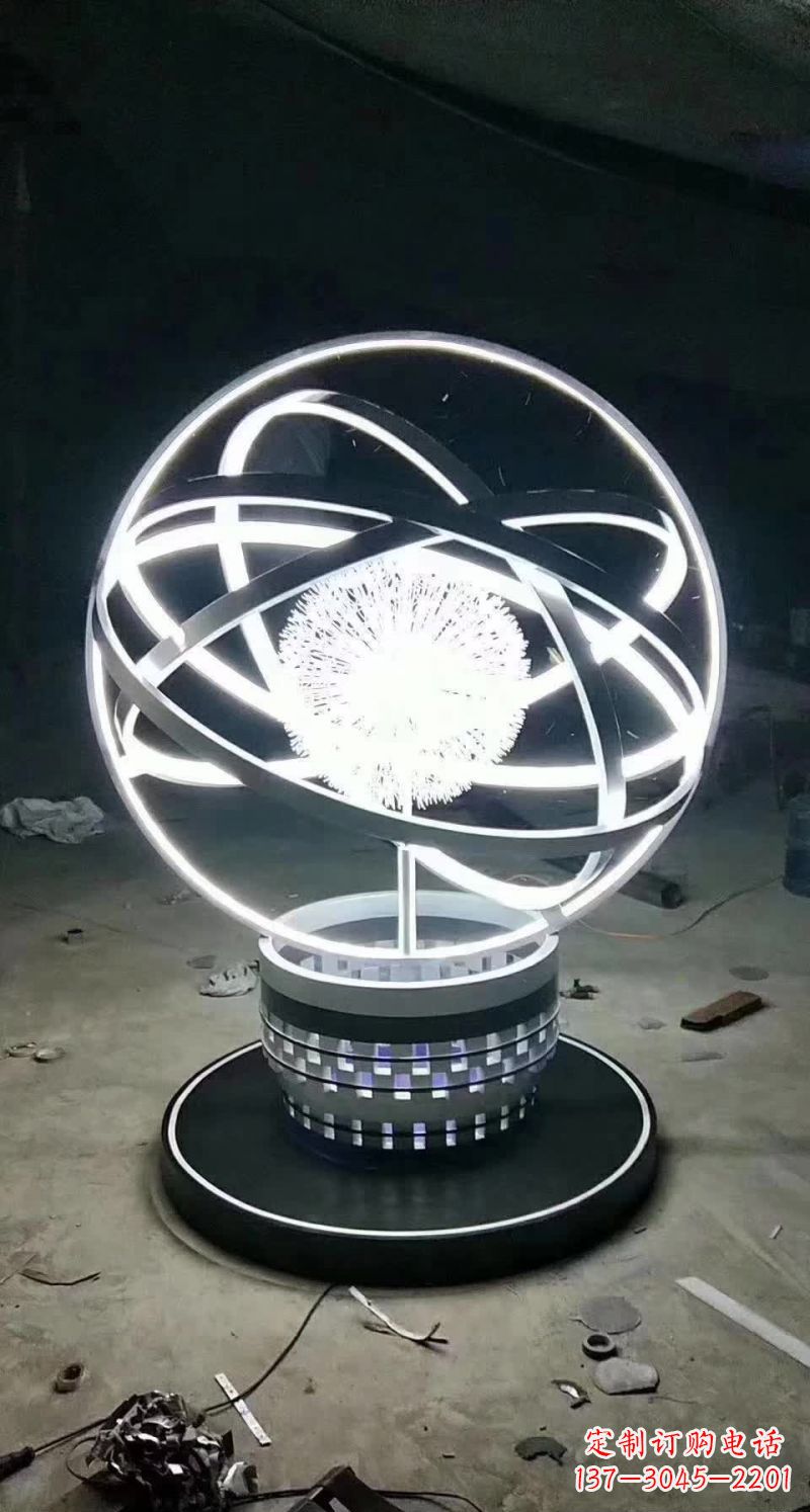 南阳不锈钢蒲公英圆环雕塑艺术之美