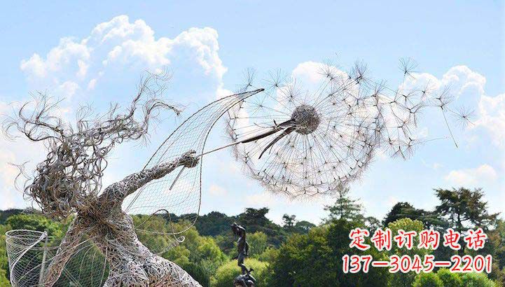 南阳不锈钢抽象人物和蒲公英雕塑