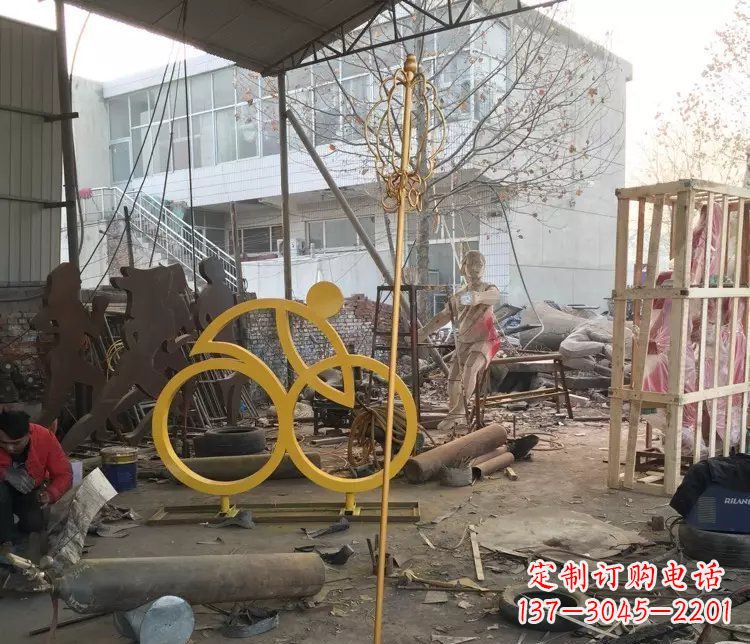 南阳不锈钢自行车雕塑——象征着健康、积极的生活方式