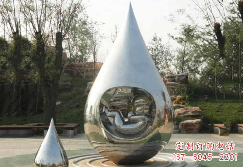 南阳不锈钢水滴雕塑缔造生命之源