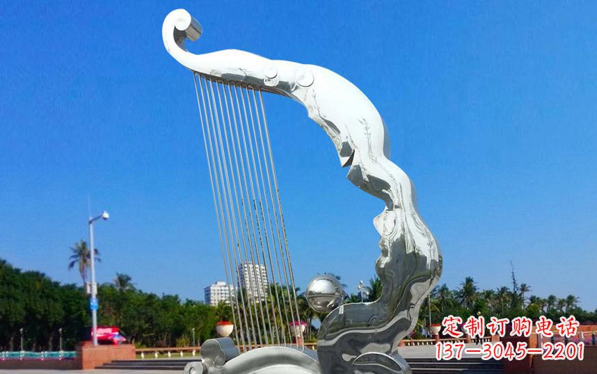 南阳不锈钢竖琴广场雕塑