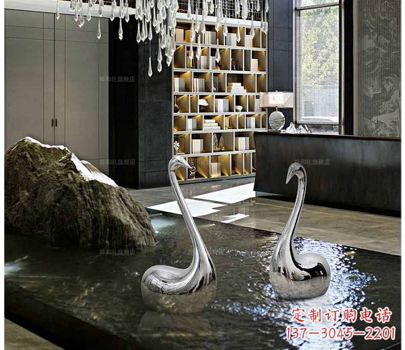 南阳不锈钢抽象天鹅摆件雕塑