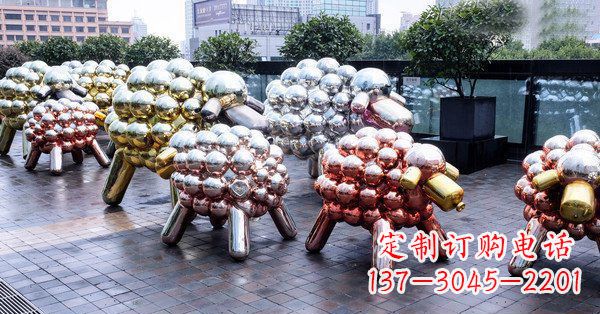 南阳不锈钢抽象小羊肖恩动物广场雕塑