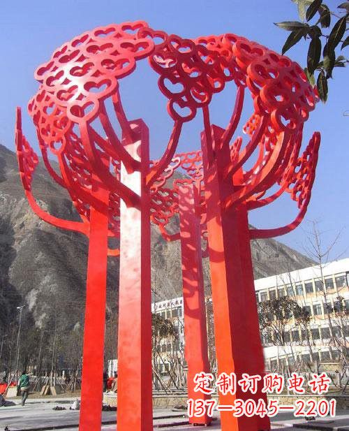 南阳不锈钢抽象心形树叶大树雕塑