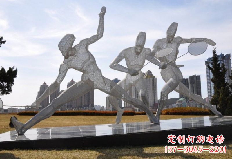 南阳不锈钢抽象羽毛球人物雕塑