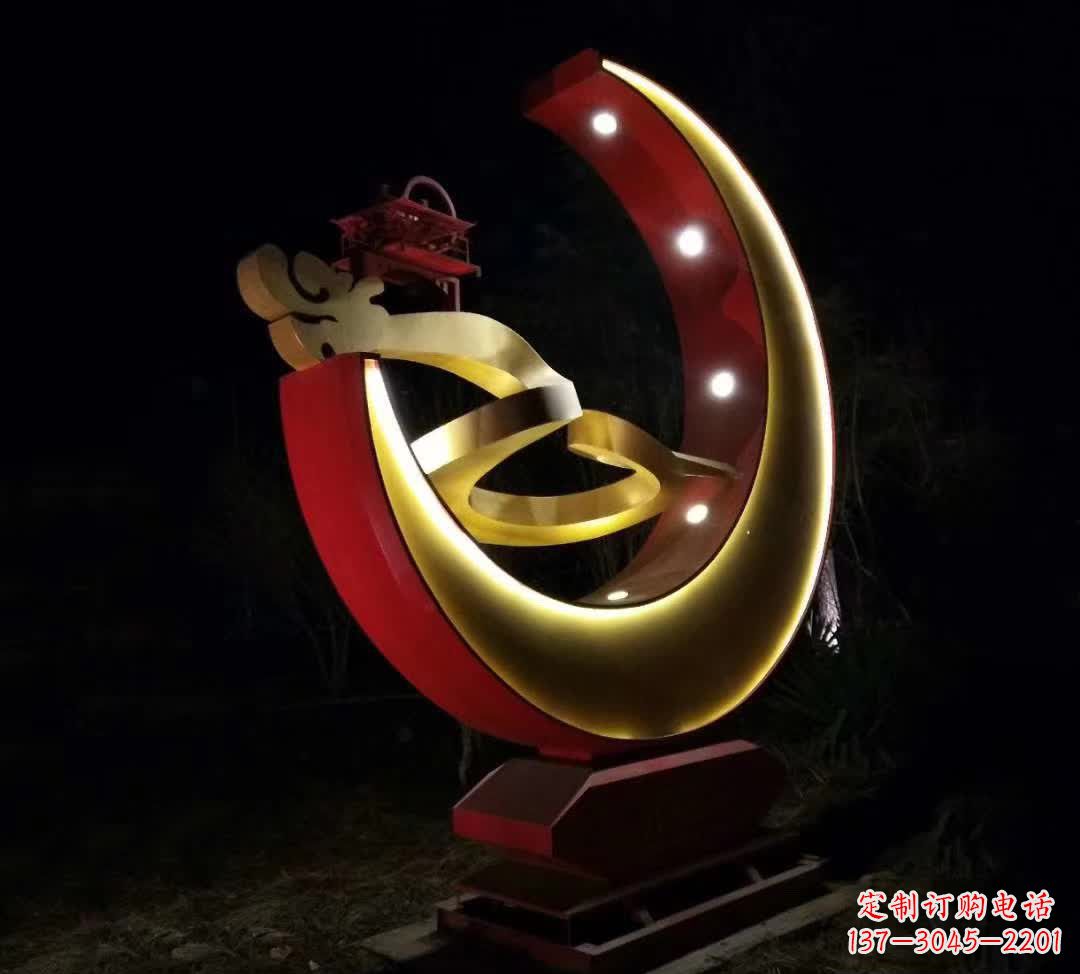 南阳不锈钢月亮雕塑静谧中的经典之美