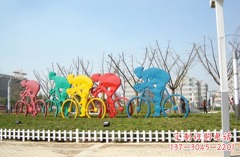 南阳不锈钢抽象自行车雕塑