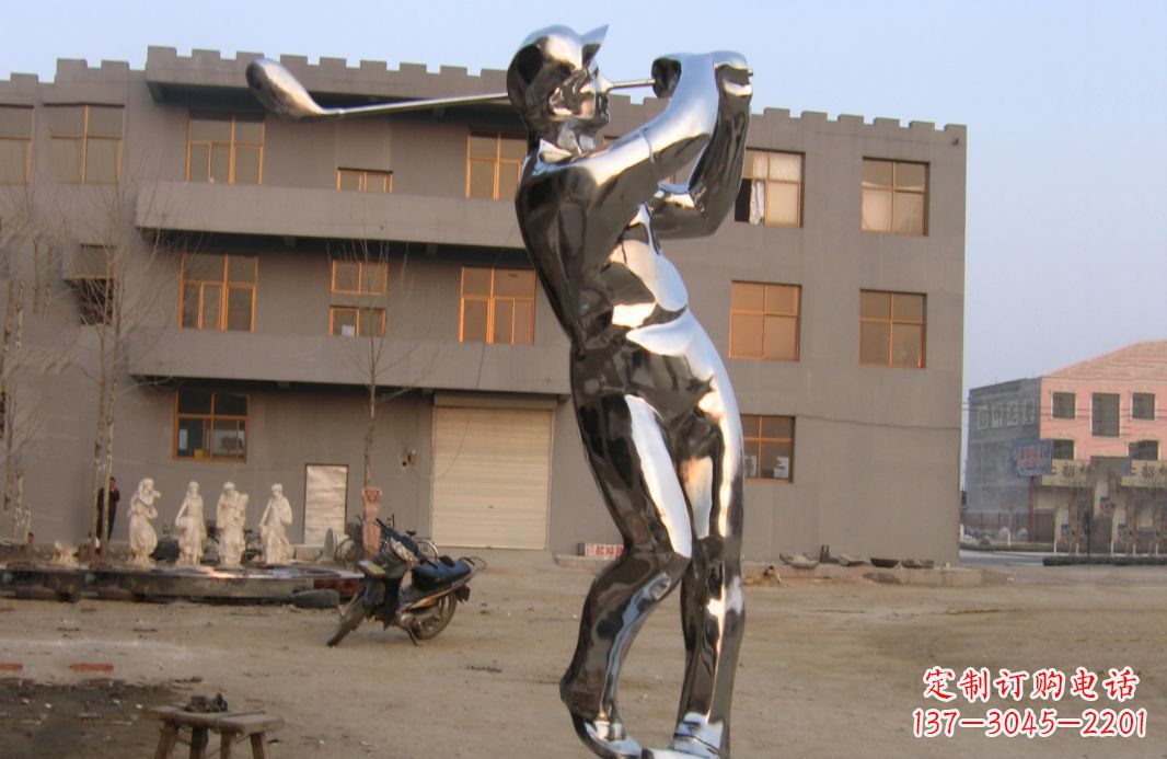 南阳不锈钢打高尔夫球广场雕塑