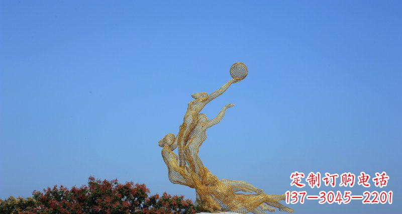 南阳不锈钢打篮球的女孩公园景观雕塑