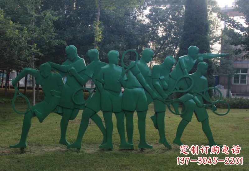 南阳不锈钢打羽毛球人物雕塑