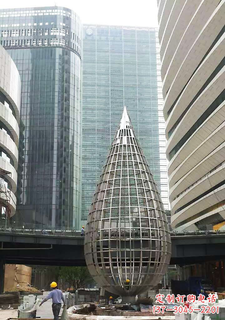 南阳不锈钢大型镂空水滴城市景观雕塑