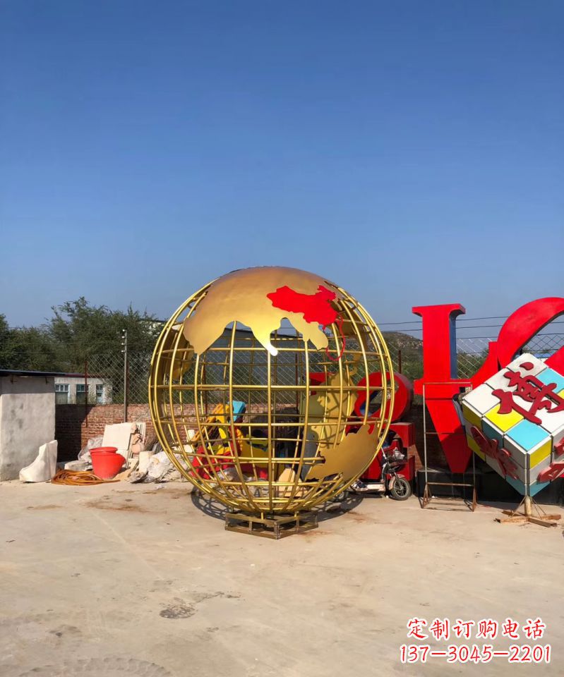 南阳不锈钢地球仪雕塑点缀校园景观