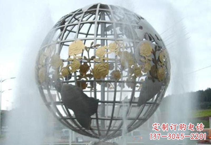 南阳不锈钢地球仪雕塑象征着地球家园