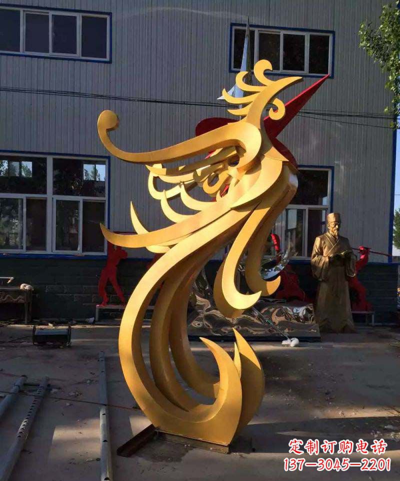 南阳不锈钢雕刻凤凰雕塑传承精美工艺