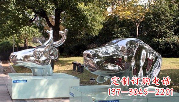 南阳动物十二生肖头像不锈钢雕塑