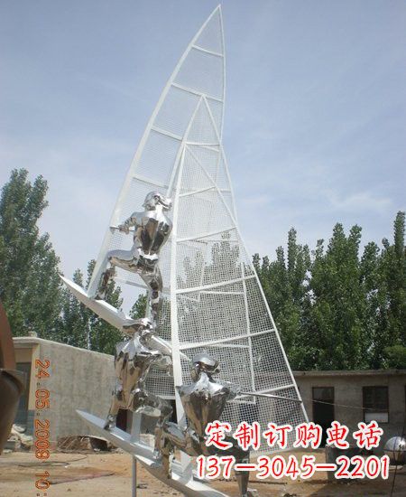 南阳海上航行不锈钢帆船雕塑