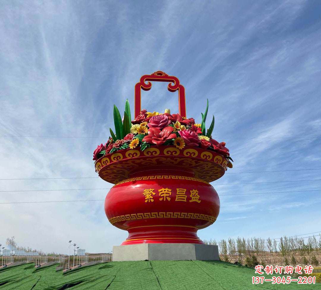 南阳不锈钢花篮雕塑象征繁荣昌盛