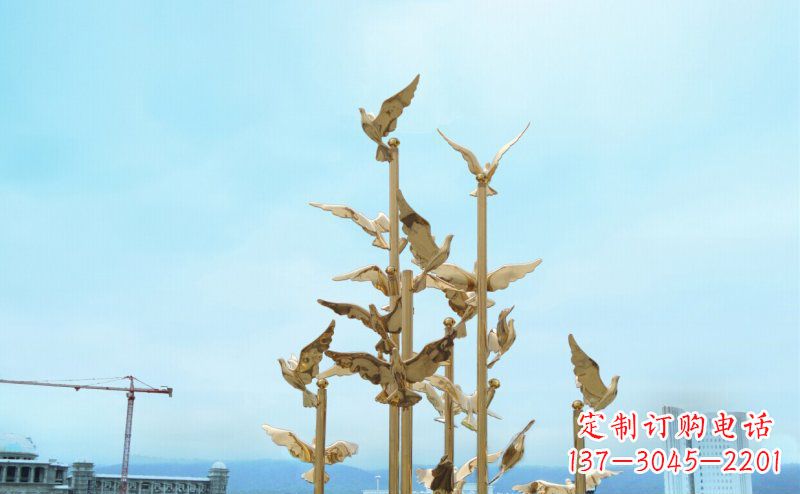 南阳不锈钢飞翔的鸽子雕塑传递自由、和平的美好祝愿