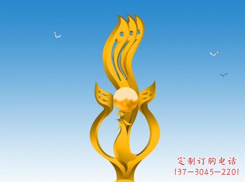 南阳不锈钢凤凰雕塑灿烂外形,精美艺术