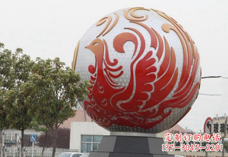南阳不锈钢凤凰浮雕圆球雕塑精美雕塑把艺术带到生活中