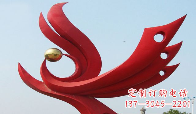 南阳不锈钢凤凰龙珠雕塑