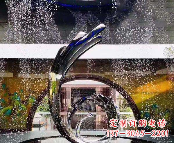 南阳不锈钢凤凰喷泉景观雕塑