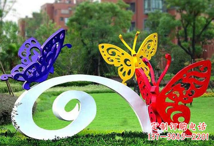 南阳彩色蝴蝶雕塑,点亮不锈钢公园