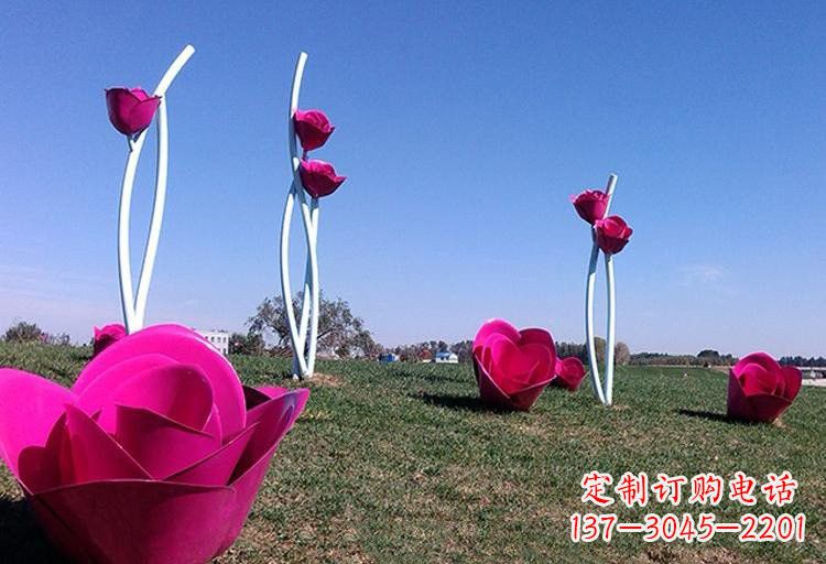 南阳不锈钢玫瑰雕塑美丽的艺术之作