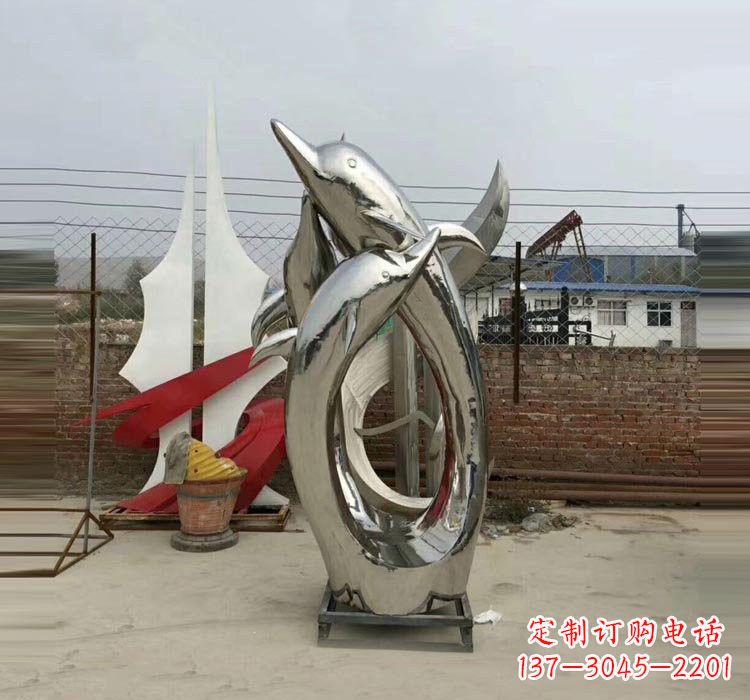 南阳不锈钢海豚雕塑——象征着动物自由的象征