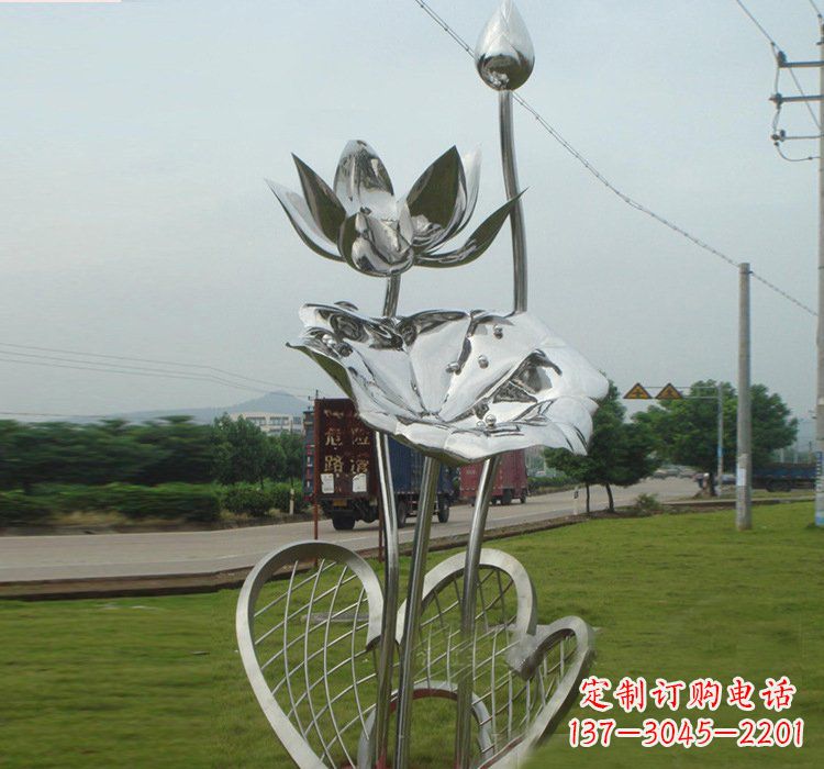 南阳不锈钢公园荷花荷叶雕塑