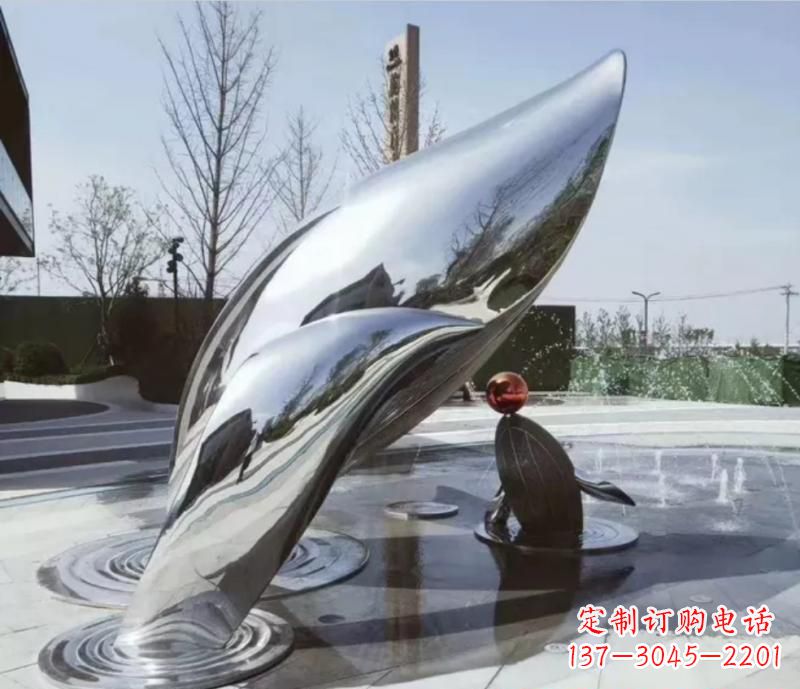 南阳精美不锈钢海豚雕塑