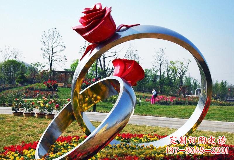 南阳不锈钢公园玫瑰花戒指雕塑精致精美的礼物