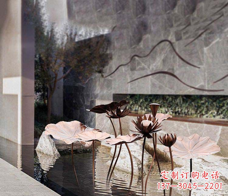 南阳不锈钢古铜色荷花雕塑