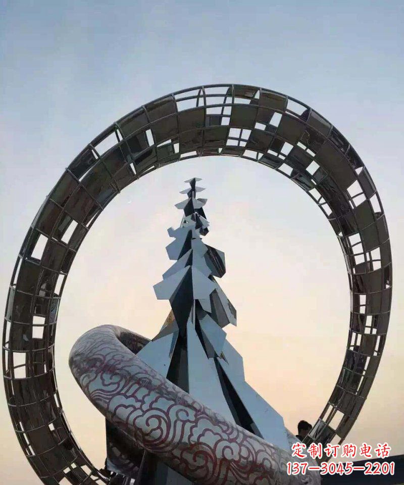 南阳不锈钢松树祥云雕塑