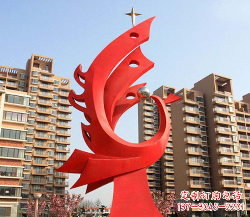 南阳凤凰雕塑不锈钢广场的精美景观
