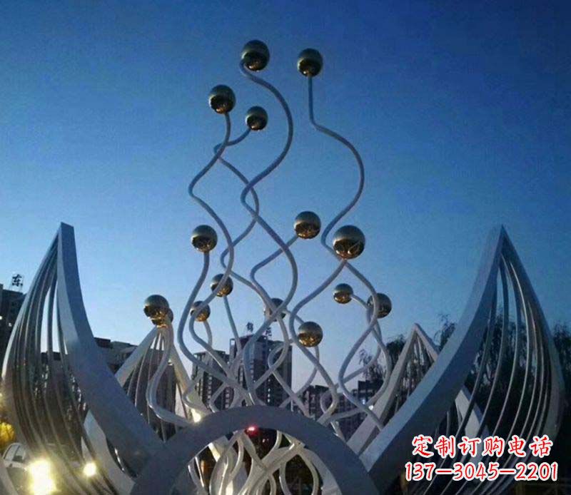 南阳不锈钢荷花雕塑美丽的象征
