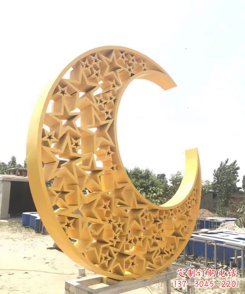 南阳不锈钢广场景观五星月亮雕塑1