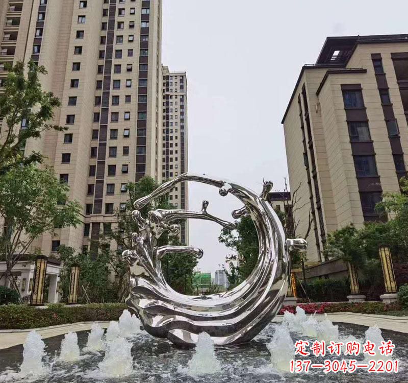 南阳不锈钢海浪喷泉雕塑