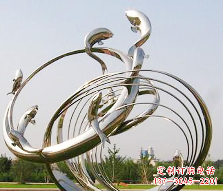 南阳不锈钢海豚雕塑美丽而又神秘