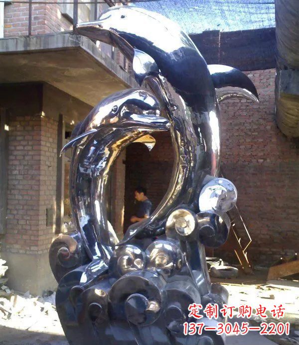 南阳不锈钢海豚美观动态的雕塑