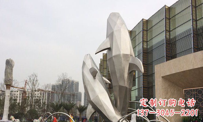 南阳不锈钢海豚喷泉雕塑精美的海洋之美
