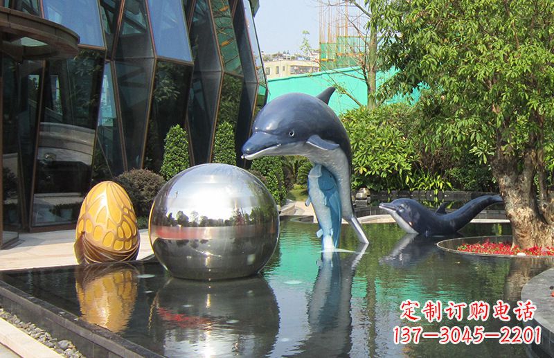 南阳不锈钢海豚景观雕塑创造精美绝伦的企业公园
