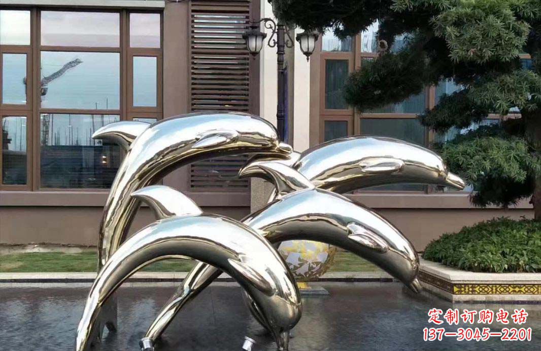 南阳不锈钢海豚跳跃雕塑精美绝伦