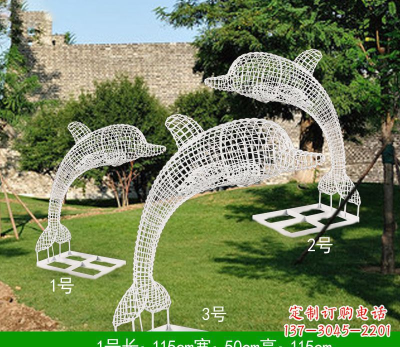 南阳不锈钢海豚组合雕塑精美的艺术品