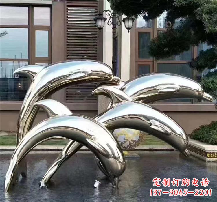 南阳不锈钢海洋动物雕塑——海豚