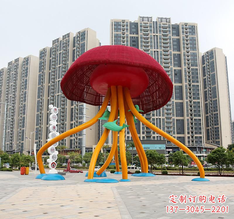 南阳不锈钢海洋水母动物雕塑精美绝伦