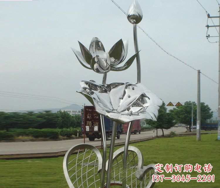 南阳精美不锈钢荷叶雕塑